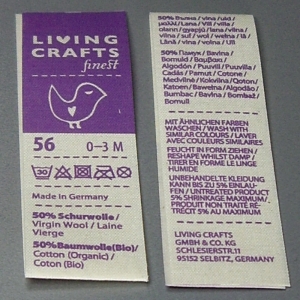 Pflegeetiketten mit Druck