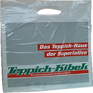 Griffloch-Tragetaschen Logodruck - Folientaschen mit Firmendruck