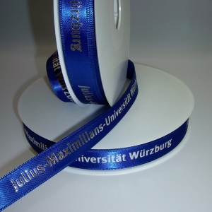 Satinband mit Silberdruck - Prägedruck silbermetallic