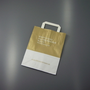 Papiertragetaschen mit individuellem Gold-Druck - Papiertaschen mit Flachhenkeln