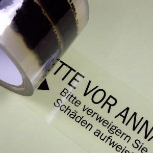 Klebeband Warnhinweise - Verpackungsklebeband mit Logo