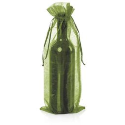 Flaschenbeutel Organza mit Zugband - grün