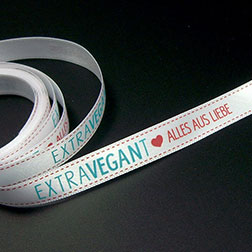 Paris Blanc Satinband 16 mm - Werbung im Buchdruck