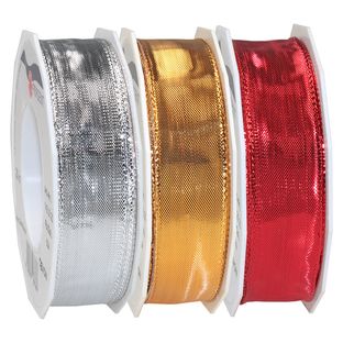 DEVON 25 mm - Geschenkband glänzend mit Draht