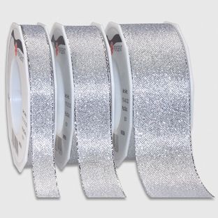 WIEN Brokatband 40 mm - silber matt mit Webkante