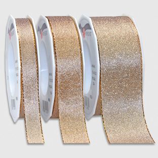 WIEN Brokatband 40 mm - gold matt mit Webkante