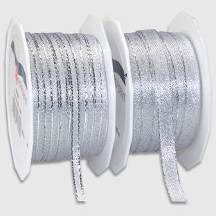 WIEN Brokatband 10 mm - silber matt mit Webkante