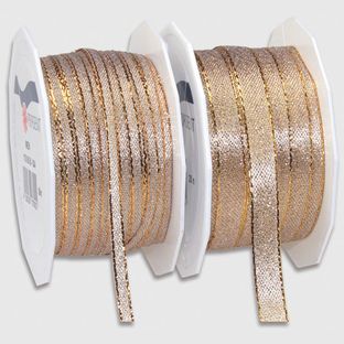 WIEN Brokatband 10 mm - gold matt mit Webkante