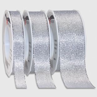 WIEN Brokatband 15 mm - silber matt mit Webkante