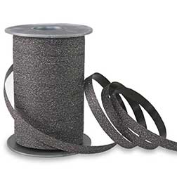 Ringelband Glitzer, 10 mm - Polyringelband glitter schwarz