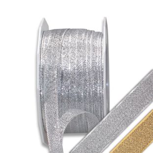 PRAG 10mm - Schleifenband mit Webkante in Silber oder Gold