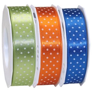 Geschenkband - Mini Dots, 25 mm - Seidenband mit weissen Punkten