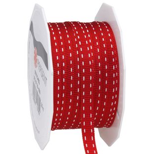 Geschenkband - Stitches, 7 mm - Seidenband mit Nähstich-Design