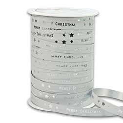 MERRY CHRISTMAS weiss - Ringelband metallic weiss