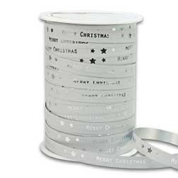 MERRY CHRISTMAS weiss - Ringelband metallic weiss