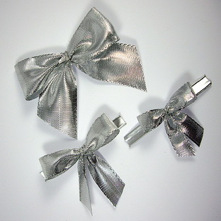 Dekoschleife Metall Silber - Schleifen mit Clip oder Klebepunkt