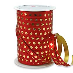 CHRISTMAS STAR rot - Ringelband metallic rot