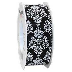 Taftband mit Blumen-Motiv - Seidenband 40 mm, mit Drahtkante