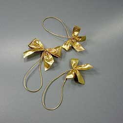 Elastikkordel gold, Schleife gold metallic - 250 Schleifen mit elastischem Umband