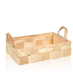 Holzspankorb 2er, natur - für zwei Flaschen, rechteckig
