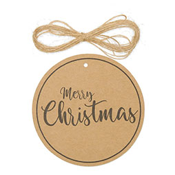 Papieranhänger Ø 100 mm - Merry Christmas, natur