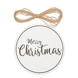 Papieranhänger Ø 100 mm - Merry Christmas, weiß