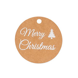 Papieranhänger Ø 50 mm - Merry Christmas, natur-silber
