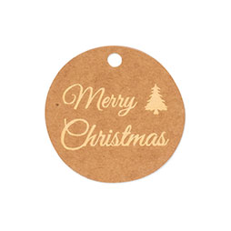 Papieranhänger Ø 50 mm - Merry Christmas, natur-gold