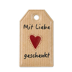Papieranhänger 60 x 35 mm - Mit Liebe geschenkt