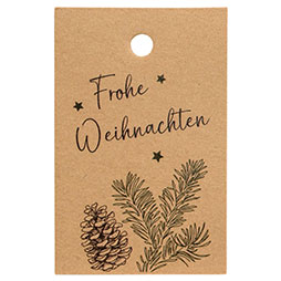 Papieranhänger 85 x 55 mm - Frohe Weihnachten, Zapfen