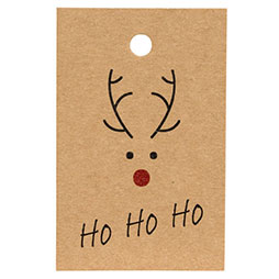 Papieranhänger 85 x 55 mm - HO HO HO, Rudis red nose