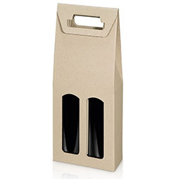 Tragekarton 2er - Graspapier stehend - für 2 Flaschen bis ca. 380 mm