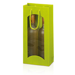Flaschentragetasche 2er mit Fenster - offene Welle, verschiedende Farben