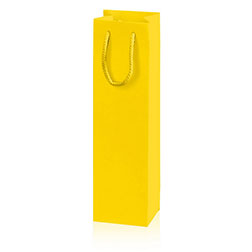 Flaschentasche 1er ohne Fenster - gelb mit Streifenprägung