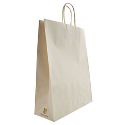 Papiertaschen Zuckerrohr Komfort - 260 + 120 × 360 mm
