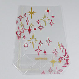 PP-Kreuzbodenbeutel 115 x 190 mm - rot-gold