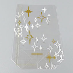 PP-Kreuzbodenbeutel 115 x 190 mm - weiss-gold