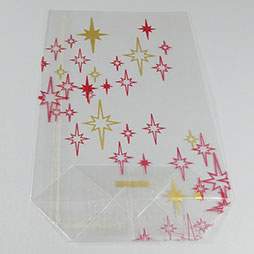 PP-Kreuzbodenbeutel 145 x 235 mm - rot-gold