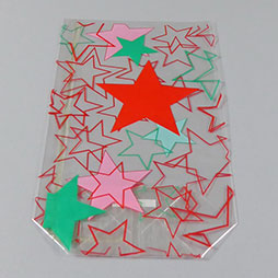 PP-Kreuzbodenbeutel 115 x 190 mm - weiss-rot-grün