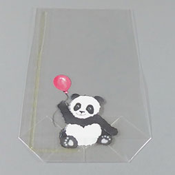 PP-Kreuzbodenbeutel 115 x 190 mm - weiss-schwarz-rot