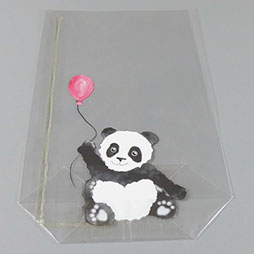 PP-Kreuzbodenbeutel 145 x 235 mm - weiss-schwarz-rot