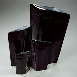 Standbodenbeutel schwarz - 85×140+50 mm