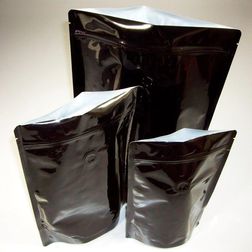 Standbodenbeutel schwarz - 160×230+90 mm mit Aromaschutzventil