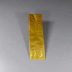 Seitenfaltenbeutel mit Aromaschutzventil - 105+60x330 mm, gold