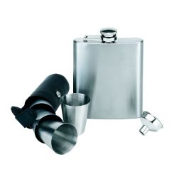 Gentleman - Flachmann-Set - schwarz, silber