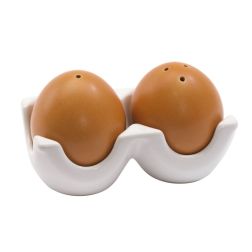 Funny eggs - Salz- und Pfefferstreuer - weiß, braun