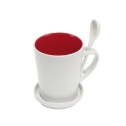High five - Keramiktasse - rot, weiß