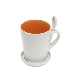 High five - Keramiktasse - orange, weiß