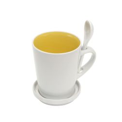 High five - Keramiktasse - gelb, weiß