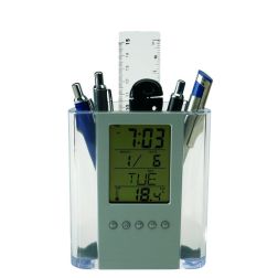 Butler - LCD-Wecker - transparent, silber